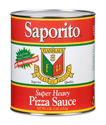 Picture of SAPORITO SUPPER HEAVY PIZZA SAUCE with fresh basil